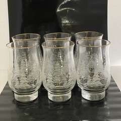 Vintage Libbey Winter Wonderland Clear Glass Flat Tumbler Gold Gilt Rim 5 1/4″