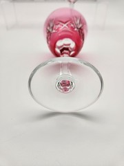 Vintage cranberry Nachtmann cut to clear crystal wine glasses. Set of 5.