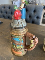 Vintage Gerz Germany Beer Stein Lot of 6 Pewter Lidded Ceramic Bavarian Collect