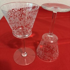 Seneca Rose Lace Floral Etch Crystal 5.75” wine Glass