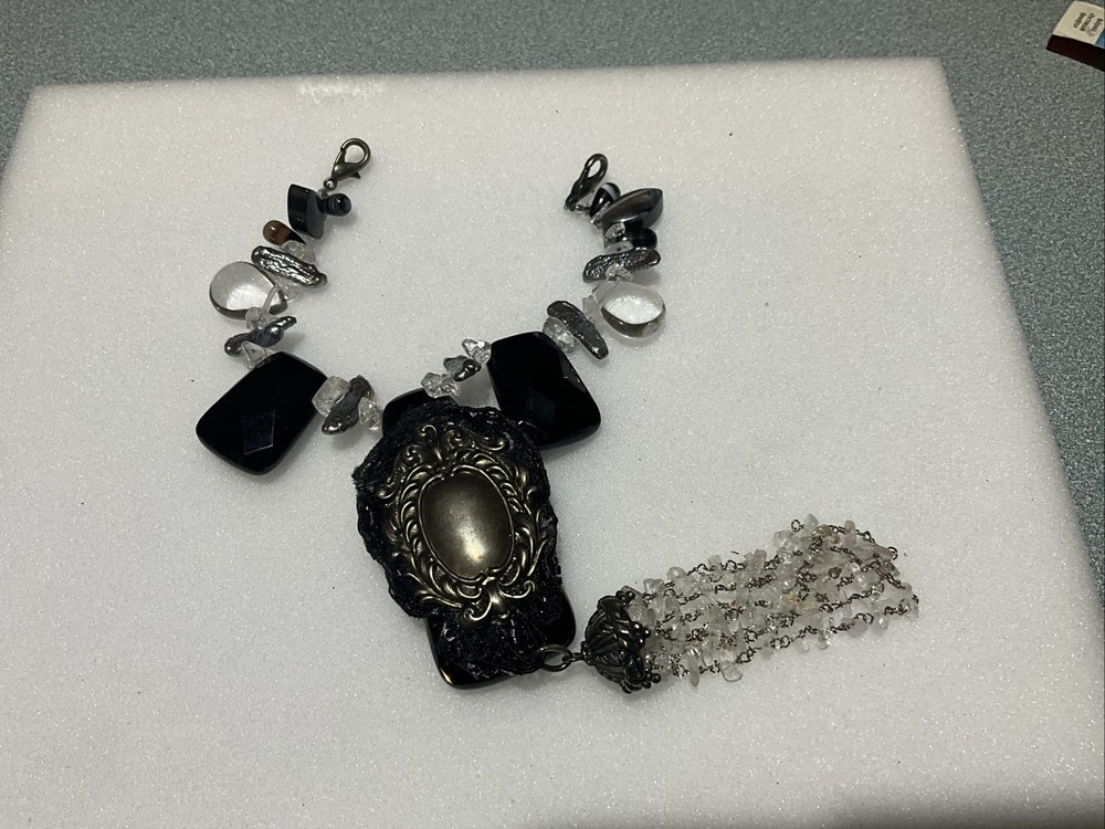 statement brutalist Exotic multi Crystals beads 8.5″ bracelet