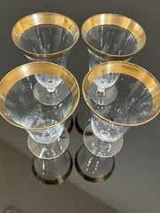 Glastonbury Lotus Gold Rim Water / Iced Tea Glasses 5.5″ Vintage 1960 Set Of 4