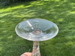 Antique 18th Century Engraved Blown Flint Glass Wine Or Ale Glass 1780