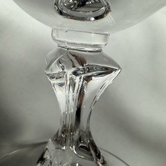 Vintage Pressed Glass Stemware Etched Swirl Sherbet Dessert Sculptural Stem 4.5”