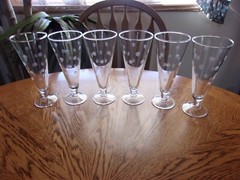 Etched Pilsner Dot 11 Oz Ball Stem Crystal Blown Glass – Set of 6