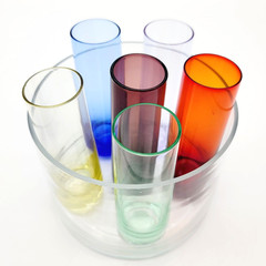 Vodka Chill Set Shot Glasses Ice Bucket Barware Multicolor Man Cave Bar Pub