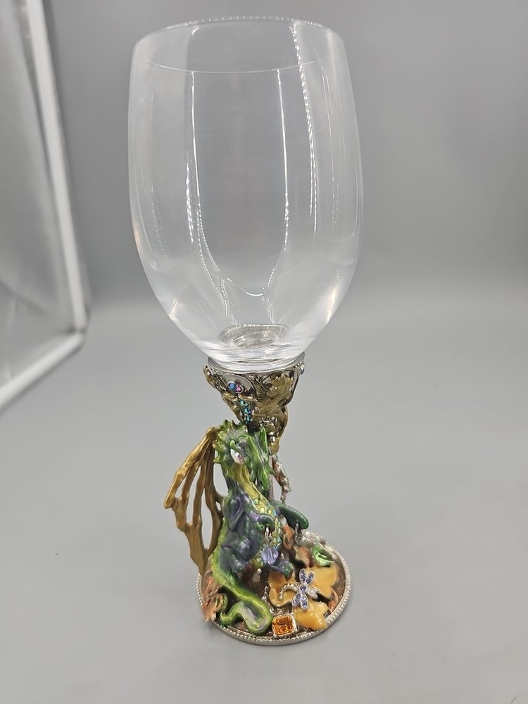KIRKS FOLLY Dragon Teeasure GOBLET WINE GLASS JEWELS RARE 8″