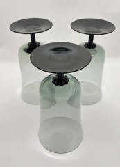 Vintage Fostoria Gazebo Smoke Gray & Black Stemmed Goblets Set of 6 Mid Century