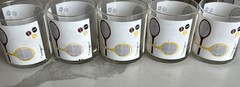 Set of 5 Vintage MCM MORGAN TENNIS RACQUET Low Ball Glass Tumblers