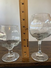 Pair of Vintage Libbey Chivalry Hexagon Shaped Wine Glasses Water Goblets