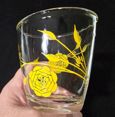 4 Vintage Hazel Atlas Roses Sour Cream Glasses – 1/2 Pint
