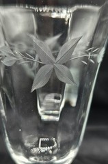 Set of 4 Optic Depression Glass Etched Water Goblets / Wine Glasses 6.75″H