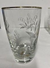 Set Of 5 Vintage Libbey White Gold BLUEBELL Floral Gold Rim Tumbler Glasses 8 oz