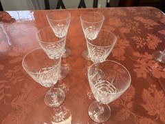 Set of 10 Cut Crystal Wine Glasses 6.25″ x 2.5″ Diamond Pattern Elegant Stemware