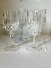 Cristal D’Arques Paris Lady Diamond Wine Goblets Crystal Set of 4 Vintage