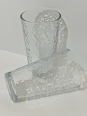 Libbey Frost 16oz Pint Clear Glass Cup Tumblers Pebble Texture Set Of 2