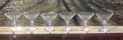 6 Cut Glass Rock Crystal Signed Libbey Glasses with Twist Stems Martini Wine