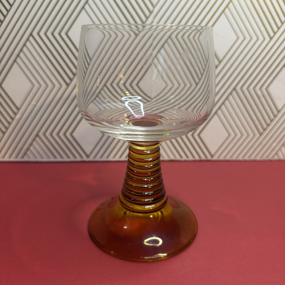 Schott Zwiesel Clear Wine Goblet Amber Beehive Stem 5.5″ T Glassware VTG Retro