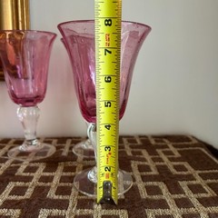 Val De Pome Christophe Saba Biot PINK Stemware Goblets France Lot of 4