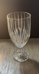 Clear Glass Goblet with Vertical Ribbed Design and Glossy Finish
