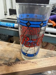 Pepsi-Cola Clear Pint Glass 16oz Retro Stained Glass Style Decorated Souvenir