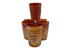 Imperial Vintage Carnival Iridescent Marigold Water Glasses Set of 6 MCM Glasses