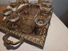 RARE Design Vintage 22K Gold Trimmed Cordial/Bar/Punch Cup Mid Cent. Set/10