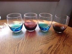 Stemless Wine Tumbler 14 Oz Multi-Color Blue Purple – Set of 4