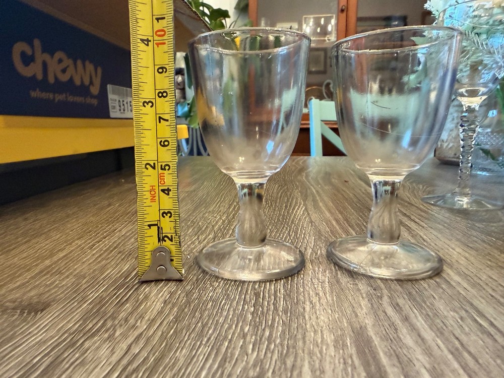 Uranium Glass Small Goblet, set of 2 Glows bright green under 365 UV light