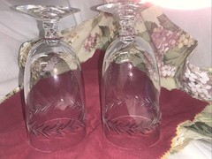 Fostoria Vintage Holly Clear Water/Iced Tea Goblets 6” X 3” Pair