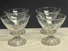 4 Sherbet Champagne Glasses Anchor Hocking Berwick Boopie Laurel Cut Glass MINT