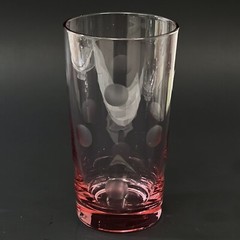 VTG Waterford Marquis Crystal PINK POLKA DOT Highball Glass 6 3/8″