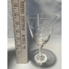 Set of 7 Crystal Rose Etched Iced Tea Glasses Cut Glass Stem Bubbles Vintage