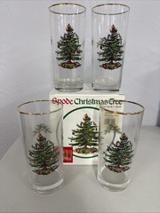 Vintage Spode Christmas Tree Set of 4 Highball Glasses