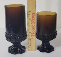 Franciscan Madeira Tiffin Goblet Glass Footed Smoke Brown VTG 6.75″ H & 5.5″ H
