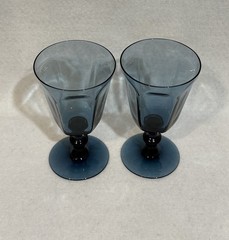 VTG Lenox Antique Dark Blue Wine Glasses Sherbet Cordials Stemmed 5″ Set of 2