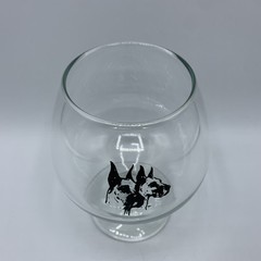 6” Great Dane Print Brandy Bourbon Snifter Glass Camelot Specialties Barware Vtg