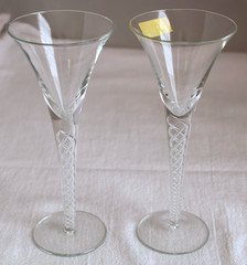 2 Toscany Ariel Air Twist Stem Trumpet Cordial Glasses 4 oz.