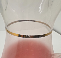 Anchor Hocking Blendo Pink Frosted Glass Pitcher Ice Lip 10” Tall MCM