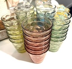 Glass Cup 5 Sets 5 Colors Gift Box 30 Tumblers Daily use Water Juice Soda Tea