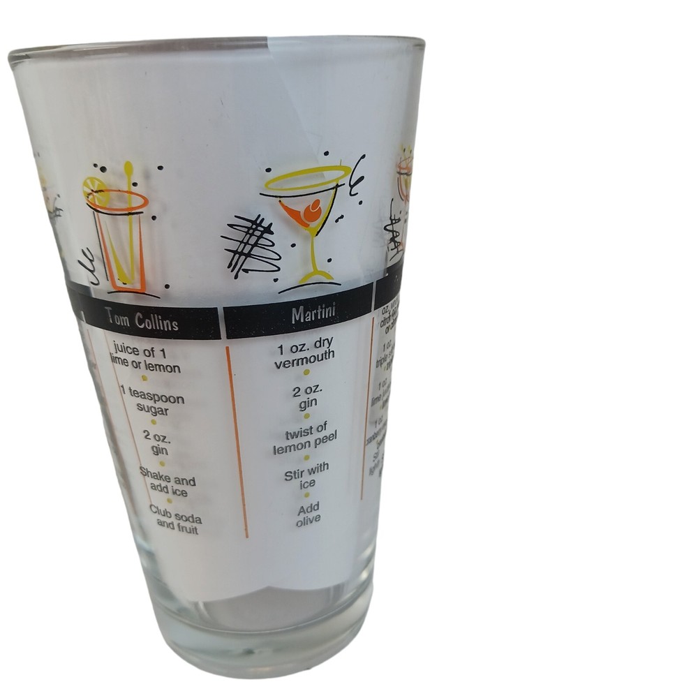 Libbey Cocktail Mixed Drink Recipe Glass Bar Ware Barware VtgAlcohol Mancave