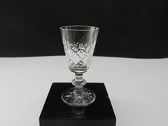 Clear Leaded Cut Crystal Cordial Criss Cross and Vertical Cuts 3 1/4″ T