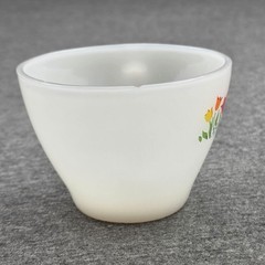 Vintage Fire King Milk Glass Tumbler White Floral Tulips Handled USA Kitchen