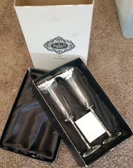 Shannon Crystal by Godinger Floating Diamonds Toasting Flutes Pair