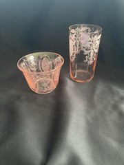 Cambridge Majestic Etch 732 Cup And Flat 4.25” Tumbler Gorgeous! Two Pc Lot