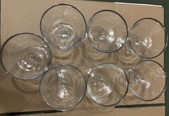 Vintage Silver/Platinum Rimmed Dessert / Champagne Goblet Stemware France, Set 7