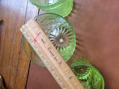 Anthropologie (4) Fleur De Lis Glass Light Green Tumblers-2 Sizes