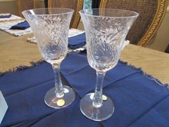 PAIR OF DRESDEN CRYSTAL RED WINE GLASSES DIAMOND SIGNED 8.5″ #2050 KALICH 270ML