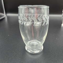 4 Vtg Anchor Hocking Laurel Leaf Etched Juice Glass Tumblers 3 5/8″ 5 oz