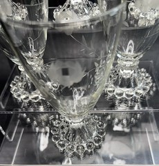 6 Berwick Boopie Cut Rose Water Goblets 8oz Anchor Hocking VTG Rare USA 6pc